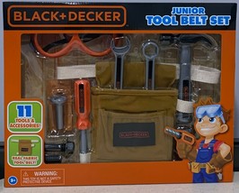 Black + Decker 11 Pcs. Tools &amp; Accessories Belt Set Kids Pretend Toy Gif... - £14.93 GBP
