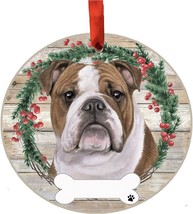 Bulldog Dog Wreath Ornament Personalizable Christmas Tree Holiday Decora... - $14.35