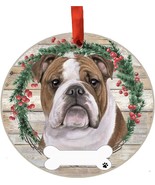 Bulldog Dog Wreath Ornament Personalizable Christmas Tree Holiday Decora... - £11.33 GBP