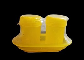 Vintage Plastic K-Mart Brand Salt N Pepper set with Tray Yellow Sealed T... - $18.98