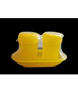 Vintage Plastic K-Mart Brand Salt N Pepper set with Tray Yellow Sealed T... - $18.98