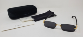Gucci  Rectangular Rimless Sunglasses GG1221S 001, Black/Gold-Gray Lens 140mm - £220.21 GBP