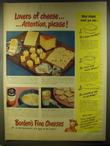 1946 Borden's Cheese Ad - Lovers of cheese.. Attention, please! - £14.54 GBP