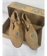 Moccasin Women Size 8 N Brown Hush Puppies Strap Buckle Leather BOHO Nat... - $414.61 MXN
