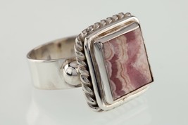 Large Pink Agate Oval Shape on Sterling Silver Ring Size 6.25 - £54.22 GBP