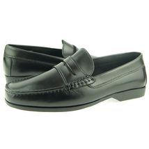 Men Black Color Moccasin Loafer Slip Ons Apron Toe Vintage Leather Classic Shoes - £115.07 GBP