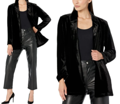 Eileen Fisher Womens Sz L Long Blazer Black Silk Velvet Jacket Cardigan $398! - £143.31 GBP