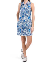 NWT Ladies GOTTEX Blue Paisley Ruffle Sleeveless Golf &amp; Tennis Dress XS S M L XL - £51.12 GBP