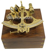 NauticalMart 5&quot; Brass Astrolabe Nautical Sextant W/ Wooden Box  - £47.25 GBP