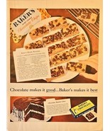 Baker&#39;s Chocolate Chips Desert Cake Makes it best-1954 Vintage Print Ad - $9.74