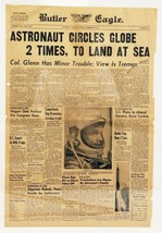 VINTAGE Feb 20 1962 Butler PA Eagle Newspaper John Glenn in Space - £23.52 GBP