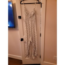 Express Ruffle High-Low Maxi Dress Medium | Black White Stripe Boho Reso... - $32.00