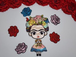 6pc/set,  Frida Kahlo Fashion Girl Sequin patch, Iron on  Flower patches  - £13.91 GBP