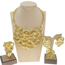 Necklace For Women Dubai Gold Plated Jewelry Set Jewelry Original  Ring Bracelet - £91.21 GBP