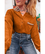 Straw Yellow Contrast Plaid Hood Patchwork Chest Pocket Henley Top - $557.66 MXN