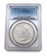 1881-S Argent Morgan Dollar Classé Par PCGS Comme MS-64 ! Beau Finition - €202,12 EUR