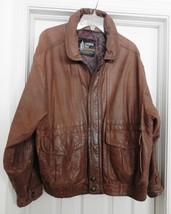 Vintage London Fog Men&#39;s Leather Jacket Coat Bomber Flight Brown XL Dist... - £46.71 GBP