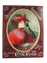 Coca-Cola Retro Tin Sign 16&quot; x 12.5&quot; Delicious and Refreshing - BRAND NEW - £10.87 GBP