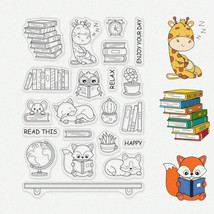 Animal Study Pattern Clear Rubber Stamps - Giraffe, Cat, Fox, Mouse with... - £16.04 GBP