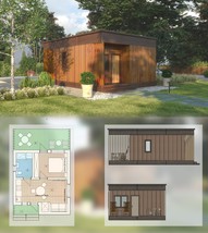 Modern 4-Frame Cabin Architectural Plans - Custom 1KR Cottage - £27.94 GBP