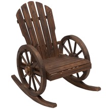 Outsunny Carbonized Wood Adirondack Rocking Chair Wagon Wheel - $3,746.44 MXN