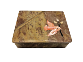 Trinket Box Ten Thousand Villages Little Stone Shell Sacred Space w Bird Decor - £12.42 GBP