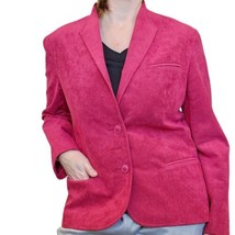 Vintage Womens Size 10 Red Faux Suede Blazer 3 Button USA Wilsons Business - $48.23