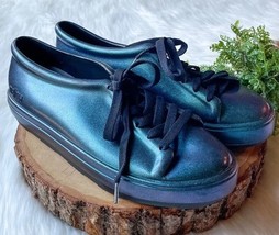Melissa Be Shine Iridescent Blue Jelly Lace Up Sneakers Shoes 8 Sparkly ... - $39.61