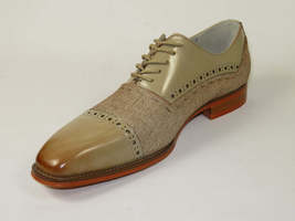 Men's Giovanni Shoes High Quality Leather/Fabric Cap Toe REED Natural Tan image 3