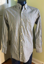 PETER MILLAR Cotton Long Sleeve Shirt Button Down Plaid Mens M Pocket bl... - $14.82