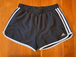 Womens Adidas Size Small Black Logo Climalite Running Shorts 3.5&quot; Inseam - $14.25