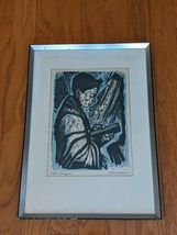 Irving Amen The Prayer Woodblock Print Framed Torah Rabbi Judiaca 97/200 - €134,15 EUR