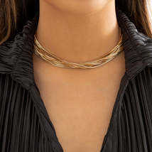 18K Gold-Plated Multi-Strand Box Chain Necklace - £11.98 GBP