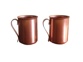 Lot 2x Vintage Color Craft 1950s Anodized Aluminum Copper Color 4.2&quot; Mug... - $11.40