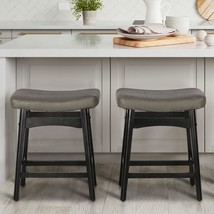 Maison Arts Grey Counter Height Bar Stools Set Of 2 For Kitchen, 24In Height - £136.06 GBP