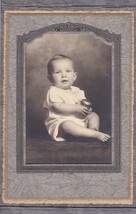 Joice Ireland Cabinet Photo Gardiner, ME - Baby Holding Toy Moo Box (1930) - £13.95 GBP