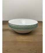 Corelle White Swirl Green Rim Cereal Soup Bowls Set of 4 Callaway Ivy 7.25” - £22.44 GBP