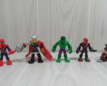 Hasbro Super Hero Squad figure lot Hulk Spiderman Thor Wolverine Black S... - $12.86