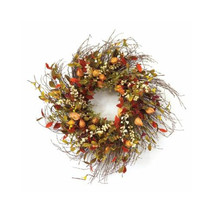 Cape Gooseberry Wreath 20&quot;D Twig/Fabric - £91.17 GBP