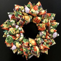 Eat Your Veggies Digital Printed Vegetables Fabric Wreath in Red Orange Green - £39.20 GBP