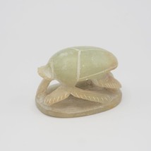 Egyptian Scarab Beetle Hand Carved Stone Hieroglyphics Paperweight - $38.60