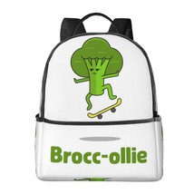A Cartoon Broccoli On A Skateboard Backpack - £29.10 GBP