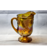Indiana Glass IRIDESCENT MARIGOLD Harvest Grape CARNIVAL GLASS Footed Pi... - $31.20 CAD