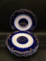 Antique W.H. Grindley Flow Blue The Marquis 8 Cake Plates 6&quot; [95m] - £108.54 GBP