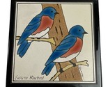BESHEER Art Tile Trivet EASTERN BLUEBIRD 6” X 6” Hand Painted Made In USA - £13.34 GBP