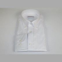 Mens 100% Italian Cotton Shirt Non Iron SORRENTO Button Down Oxford 4529 White image 4