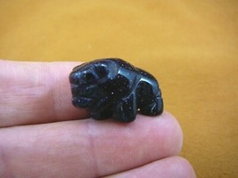 (Y-BUF-502) 1&quot; BUFFALO bison Blue goldstone glass gem stone GEMSTONE car... - $173.44 MXN