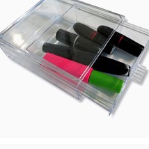 2 Pc Clear acrylic stackable organizer drawer for makeup jewelry office supplies - £12.57 GBP