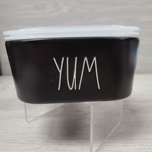 Rae Dunn Square &quot;YUM” Black Ceramic Bowl Food Container with Vented Lid - $10.00