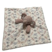 Blankets &amp; Beyond Plush Elephant Baby Security Blanket Lovey Pink White - £10.27 GBP